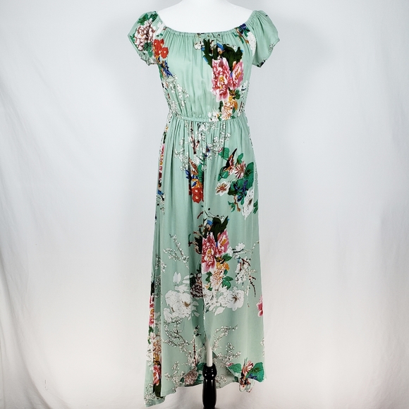 NEW- BIUBIU Off Shoulder Floral Romper Maxi dress - Picture 4 of 11
